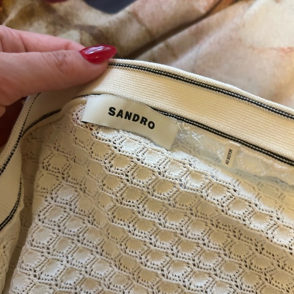 Sandro White and Black Striped Cardigan - Picture 8 of 9